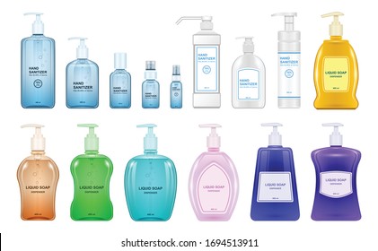 Bottle antiseptic vector realistic set icon. Vector illustration sanitizer on white background. Isolated realistic set icon bottle antiseptic.