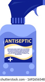 antiepiléptico del frasco, diseño del envase, diseño de vectores planos, frasco desinfectante de mano, pulverización, botellas de saneamiento, gel de lavado,
