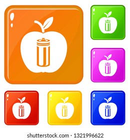 Bottle apple icons set collection vector 6 color isolated on white background