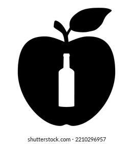Bottle and apple on white