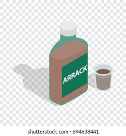 Bottle of arrack isometric icon 3d on a transparent background vector illustration