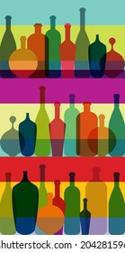 Bottle art background illustration. Vector.