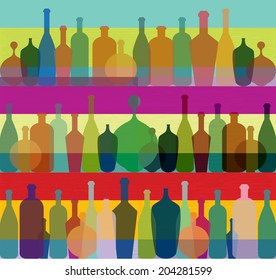 Bottle art background illustration. Vector.