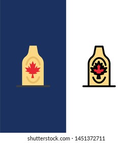 Bottle, Autumn, Canada, Leaf, Maple  Icons. Flat and Line Filled Icon Set Vector Blue Background