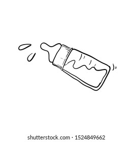 bottle of baby pacifier doodle handdrawn style vector