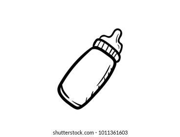 bottle of baby pacifier doodle vector icon