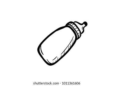 bottle of baby pacifier doodle vector icon
