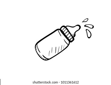 bottle of baby pacifier doodle vector icon