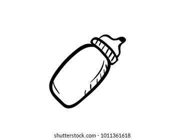 bottle of baby pacifier doodle vector icon