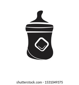 Bottle Baby Pacifier Doodle Vector Icon flat black