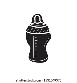 Bottle Baby Pacifier Doodle Vector Icon flat black