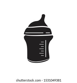 Bottle Baby Pacifier Doodle Vector Icon flat black