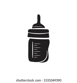 Bottle Baby Pacifier Doodle Vector Icon flat black