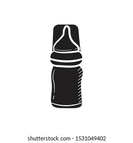 Bottle Baby Pacifier Doodle Vector Icon flat black
