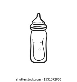 Bottle Baby Pacifier Doodle Vector Icon