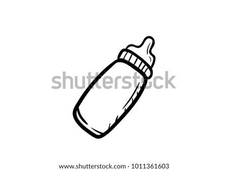 bottle of baby pacifier doodle vector icon