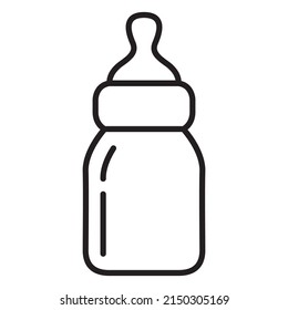 Bottle Of Baby Pacifier.Outline Icon Of Baby Bottle.Isolated On White Background. Vector Illustration.