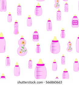 bottle baby. seamless pattern for children girls.