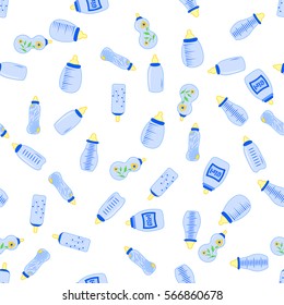 bottle baby. seamless pattern for children boy.