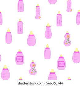 bottle baby. seamless pattern for children girls.
