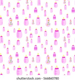 bottle baby. seamless pattern for children girls.