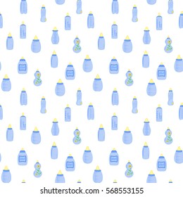 bottle baby. seamless pattern for children boy.