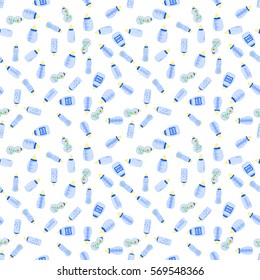 bottle baby. seamless pattern for children boy.