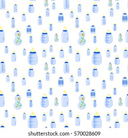 bottle baby. seamless pattern for children boy.