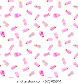 bottle baby. seamless pattern for children girls.