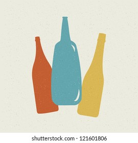 Bottle background. Retro poster.