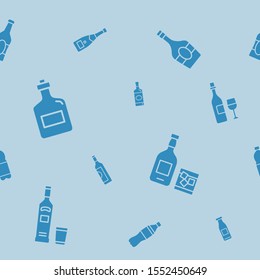 Bottle background - Vector seamless pattern solid silhouettes of drink and alcohol for graphic design