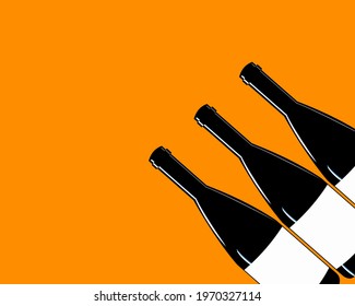 Bottle banner design, vector isolated on orange background