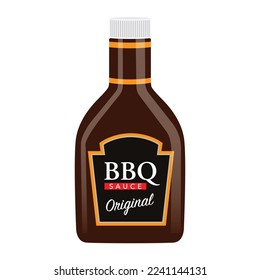 A bottle of barbeque sauce isolated on white background. Editable EPS 10 vector graphic.