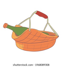 Bottle basket icon. Cartoon and flat of Bottle basket vector icon for web design isolated on white background