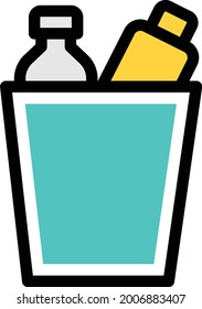 icono de color de línea vectorial de la cesta de botellas