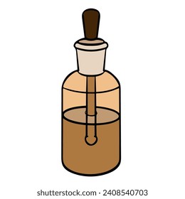 Ilustración vectorial de almacenamiento en suero de belleza en botella. El vector es adecuado para el etiquetado y el afiche del producto.  