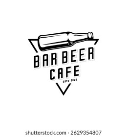 Bottle of beer, cafe and bar logo