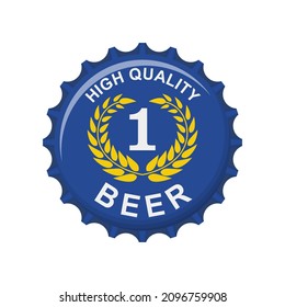 Bottle beer cap isolated on white background. Label in the form of bottle aluminum cap, Beer bottle top icon. Vector illustration