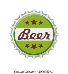 Bottle beer cap isolated on white background. Label in the form of bottle aluminum cap, Beer bottle top icon. Vector illustration