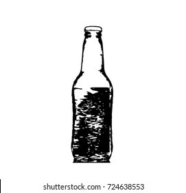 a bottle of beer cartoon. Grunge stile.