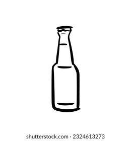 A bottle of beer. Cartoon hand-drawn doodle for logo and design