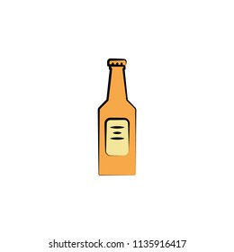 bottle of beer colored sketch style icon. Element of beer icon for mobile concept and web apps. Hand drawn bottle of beer icon can be used for web and mobile on white background