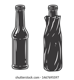 Bottle of beer in  craft package