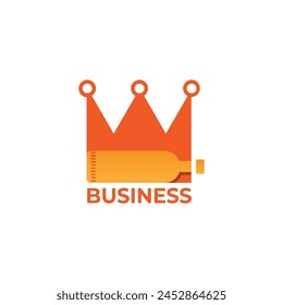 Bottle of beer with crown cap illustration for logo template design. Wine king logo design vector illustration. 