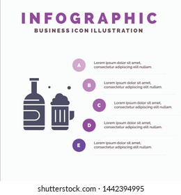 Bottle, Beer, Cup, Canada Solid Icon Infographics 5 Steps Presentation Background