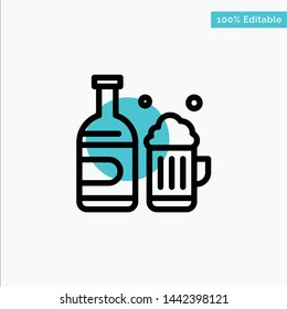 Bottle, Beer, Cup, Canada turquoise highlight circle point Vector icon