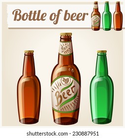 Bottle of beer. Detailed Vector Icon. Series of food and drink and ingredients for cooking.