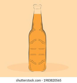 Bottle beer draw drink alcohol liquid enjoy icon - Vector