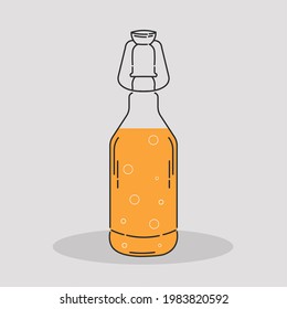 Bottle beer draw drink alcohol liquid enjoy icon - Vector
