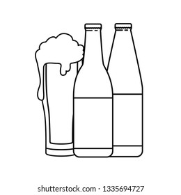 bottle of beer and glass isolated icon